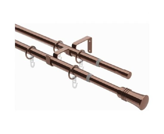 Телескопический металлический двухрядный карниз для штор Arttex 300 см, трапеция, коньяк А0000032117 