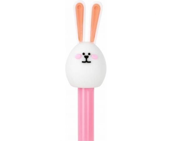 Шариковая ручка ЮНЛАНДИЯ Ушастый зайка с топпером, корпус ассорти, синяя, узел 0.7 мм 143782 