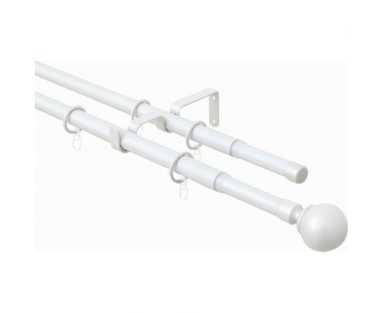 Телескопический металлический двухрядный карниз для штор Arttex 300 см, Шар, белый А0000032112 