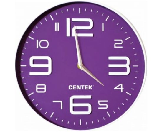 Настенные часы Centek Violet 30 см диаметром, круг, объемные цифры, плавный ход CT-7101 