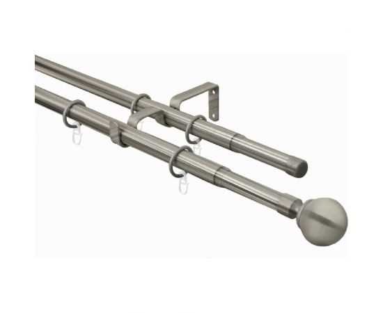Телескопический металлический двухрядный карниз для штор Arttex 300 см, Шар, хром матовый А0000032114 