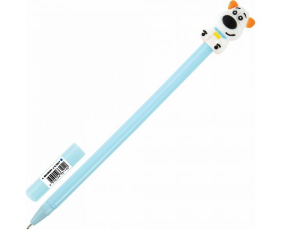 Шариковая ручка ЮНЛАНДИЯ Собачка с топпером, корпус ассорти, синяя, узел 0.7 мм 143807 – изображение 2