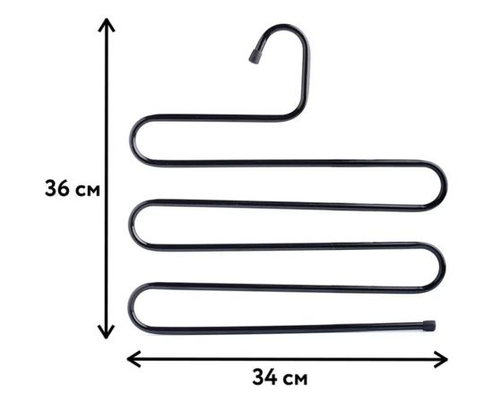 Вешалка для брюк и одежды BRABIX Змейка, 5 секций, 34x36 см, черная 608463 – изображение 2