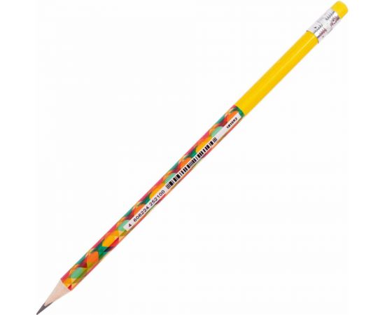 Чернографитный карандаш ЮНЛАНДИЯ Калейдоскоп 1 шт, HB, корпус ассорти, с цветным ластиком 181592 – изображение 2
