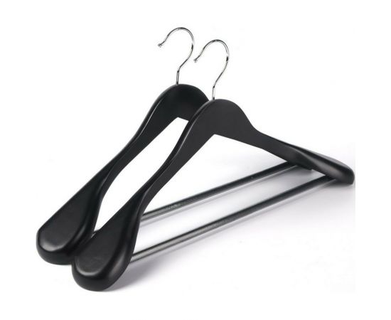 Анатомическая деревянная вешалка-плечики с перекладиной Attache черная, размер 48-50 808707 – изображение 2