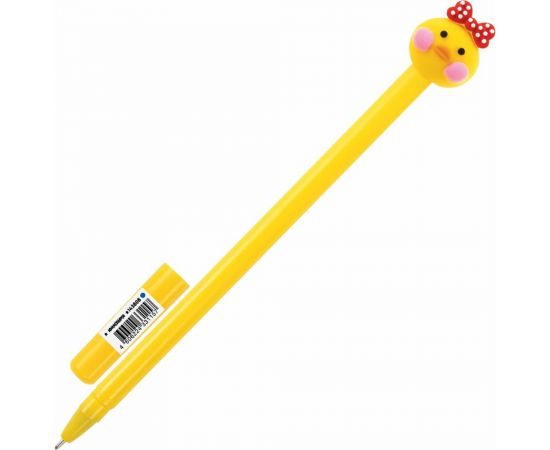 Шариковая ручка ЮНЛАНДИЯ Цыпленок с топпером, корпус ассорти, синяя, узел 0.7 мм 143808 – изображение 2