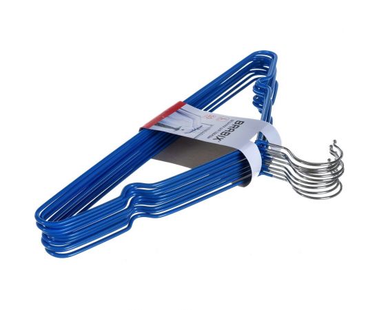 Вешалки-плечики BRABIX Стандарт комплект 10 шт, металл/ПВХ, 45 см, цвет синий 601166 – изображение 2