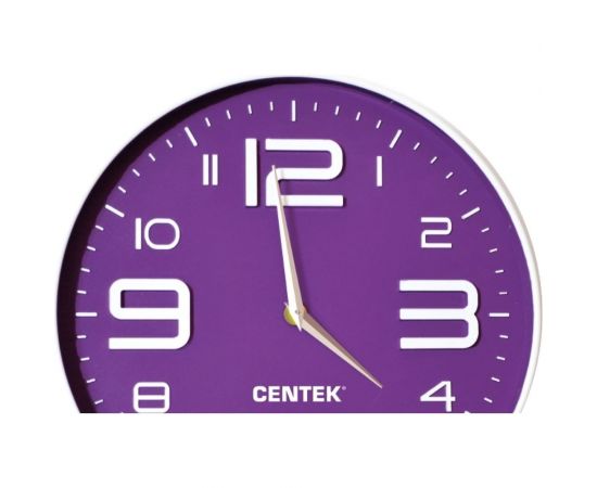 Настенные часы Centek Violet 30 см диаметром, круг, объемные цифры, плавный ход CT-7101 – изображение 2