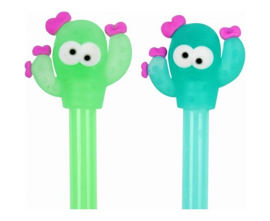 Шариковая ручка ЮНЛАНДИЯ Цветущий кактус с топпером, корпус ассорти, синяя, узел 0.7 мм 143781 – изображение 2