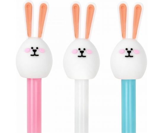 Шариковая ручка ЮНЛАНДИЯ Ушастый зайка с топпером, корпус ассорти, синяя, узел 0.7 мм 143782 – изображение 3