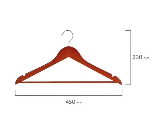 Вешалки-плечики BRABIX Стандарт, комплект 5 шт., перекладина, цвет вишня 601161 – изображение 3