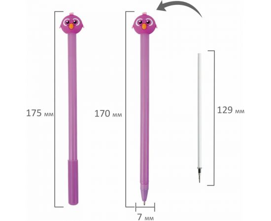 Шариковая ручка ЮНЛАНДИЯ с топпером П??енец корпус ассорти, синяя, узел 0.7 мм 143811 – изображение 5