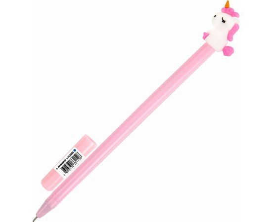 Шариковая ручка ЮНЛАНДИЯ Единорог с топпером, корпус ассорти, синяя, узел 0.7 мм 143805 – изображение 5