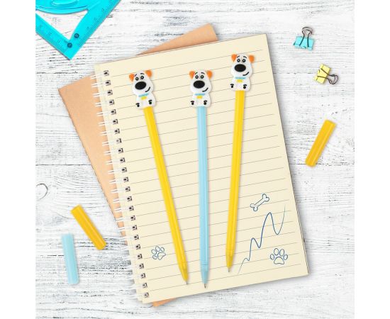 Шариковая ручка ЮНЛАНДИЯ Собачка с топпером, корпус ассорти, синяя, узел 0.7 мм 143807 – изображение 7