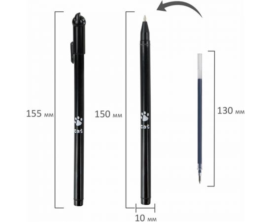 Фигурная шариковая ручка ЮНЛАНДИЯ Котик корпус ассорти, синяя, узел 0.7 мм 143787 – изображение 7