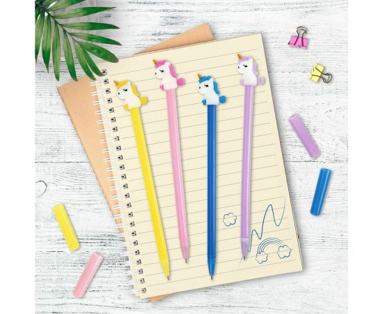 Шариковая ручка ЮНЛАНДИЯ Единорог с топпером, корпус ассорти, синяя, узел 0.7 мм 143805 – изображение 7