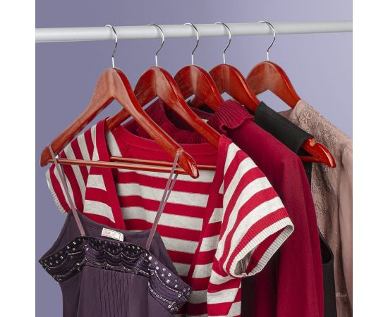 Вешалки-плечики BRABIX Стандарт, комплект 5 шт., перекладина, цвет вишня 601161 – изображение 7