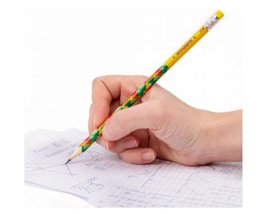 Чернографитный карандаш ЮНЛАНДИЯ Калейдоскоп 1 шт, HB, корпус ассорти, с цветным ластиком 181592 – изображение 7