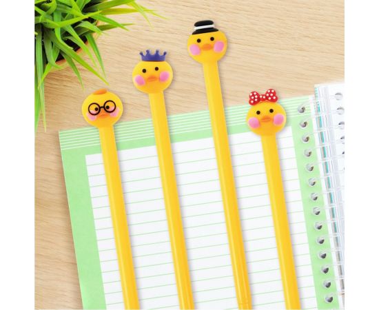 Шариковая ручка ЮНЛАНДИЯ Цыпленок с топпером, корпус ассорти, синяя, узел 0.7 мм 143808 – изображение 8