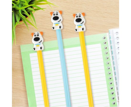 Шариковая ручка ЮНЛАНДИЯ Собачка с топпером, корпус ассорти, синяя, узел 0.7 мм 143807 – изображение 8