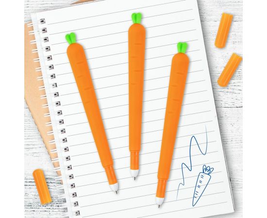 Фигурная шариковая ручка ЮНЛАНДИЯ Морковка мягкий силиконовый корпус, синяя, узел 0.7 мм 143778 – изображение 9