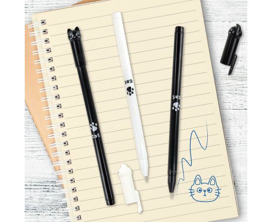 Фигурная шариковая ручка ЮНЛАНДИЯ Котик корпус ассорти, синяя, узел 0.7 мм 143787 – изображение 9