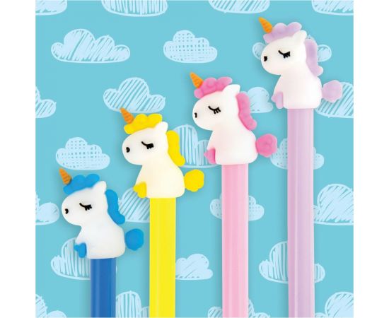 Шариковая ручка ЮНЛАНДИЯ Единорог с топпером, корпус ассорти, синяя, узел 0.7 мм 143805 – изображение 9