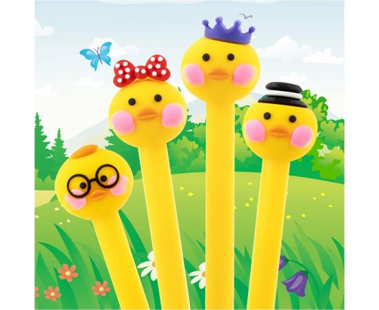 Шариковая ручка ЮНЛАНДИЯ Цыпленок с топпером, корпус ассорти, синяя, узел 0.7 мм 143808 – изображение 9