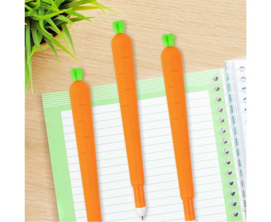 Фигурная шариковая ручка ЮНЛАНДИЯ Морковка мягкий силиконовый корпус, синяя, узел 0.7 мм 143778 – изображение 10