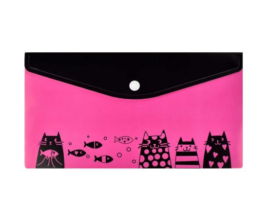 Папка для документов Феникс + КОТЫ С РЫБКАМИ полипропилен, 26x14 см, 1 отделение, кнопка, УФ-печать 59373 