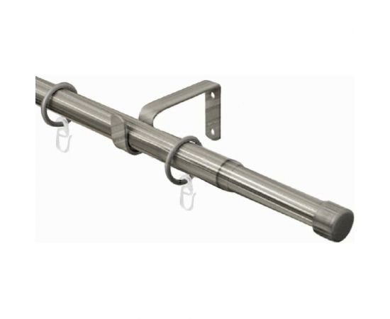 Телескопический металлический однорядный карниз для штор Arttex 300 см, заглушка, хром матовый А0000032124 