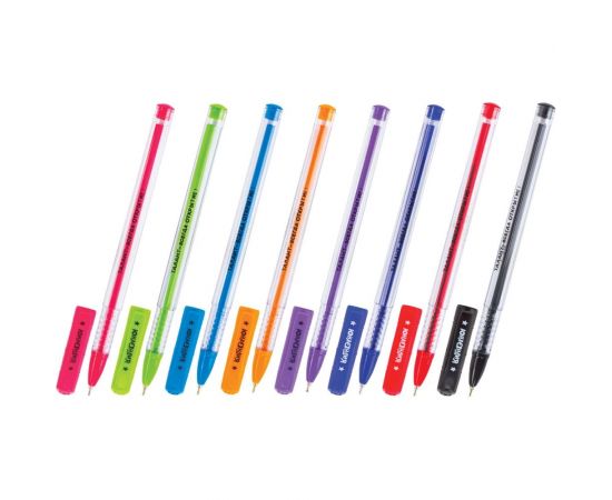 Шариковые ручки ЮНЛАНДИЯ масляные, набор 8 шт., STAR АССОРТИ узел 0.7 мм, линия 0.35 мм 143011 