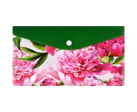 Папка для документов Феникс + НЕЖНЫЕ ЦВЕТЫ полипропилен, 26x14 см, 1 отделение, кнопка, УФ-печать 59368 