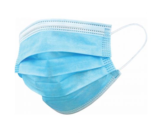 Одноразовая медицинская маска ГЕКСА комплект 100 шт, короб, 3-х слойный фильтр Смс, голубая 630850 