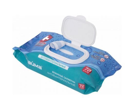 Антибактериальные влажные салфетки ЛАЙМА Antibacterial 72 шт, клапан крышка 129997 