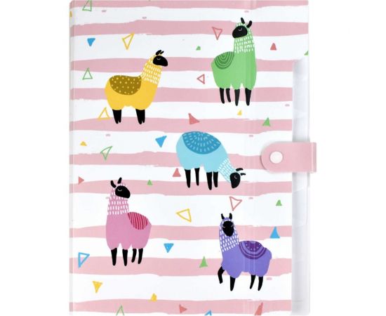 Папка для документов Феникс + АЛЬПАКИ полипропилен, А4, 32.5x22x1.7 см, 8 отделений, кнопка, дно с расширением, УФ-печать 48309 