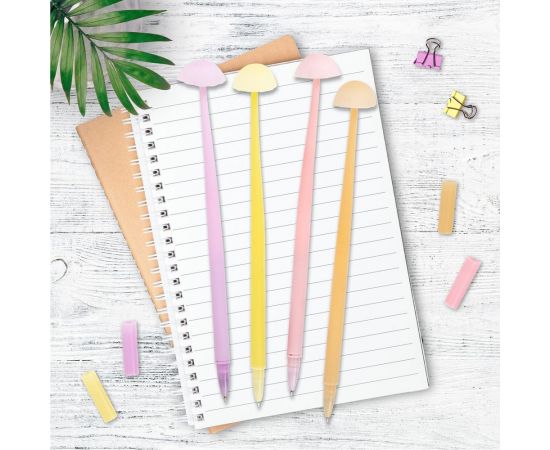 Фигурная шариковая ручка ЮНЛАНДИЯ Гриб силиконовый корпус, ассорти, синяя, узел 0.7 мм 143796 