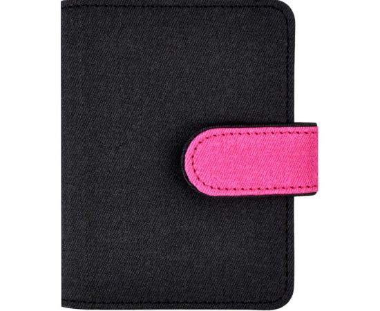 Визитница Феникс + Джинс графитовый, малиновый, 110x80 мм, 16 односторонних карманов, ПВХ, застежка - скрытая кнопка 45954 