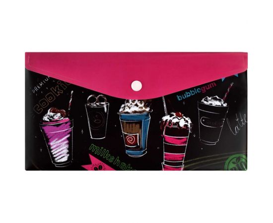 Папка для документов Феникс + КОКТЕЙЛИ полипропилен, 26x14 см, 1 отделен??е, кнопка, УФ-печать 59370 