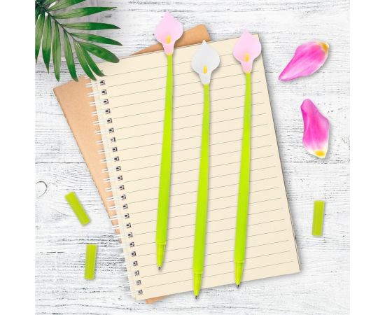 Фигурная шариковая ручка ЮНЛАНДИЯ Цветок силиконовый корпус, ассорти, синяя, узел 0.7 мм 143797 