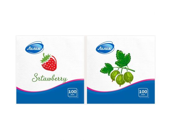 Салфетки бумажные 24x24 с рисунком Вкус лета 1слой 50листов Лилия 1602 