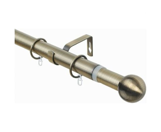 Телескопический металлический однорядный карниз для штор Arttex 300 см, Шар мини, золото антик А0000032125 