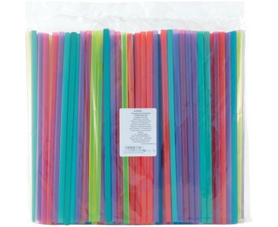 Трубочка AVIORA 8x240 мм, прямая, цветная, 250 шт в упаковке 401-001 
