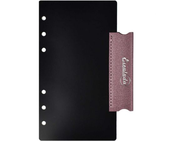 Сменный разделитель Феникс+ ЧЁРНЫЙ пластик, искусственная кожа краст, 95x170 мм, петля для ручки, бандероль + ПЭТ-пакет 50305 