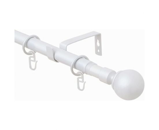 Телескопический металлический однорядный карниз для штор Arttex 300 см, Шар, белый А0000032122 