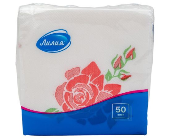 Салфетки бумажные 24x24 с рисунком Роза 1сл 50листов Лилия 513 