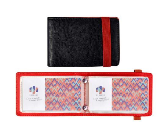 Визитница Феникс + Змея черный, красный, 110x80 мм, 12 односторонних карманов, ПВХ, застежка - резинка 45293 – изображение 2