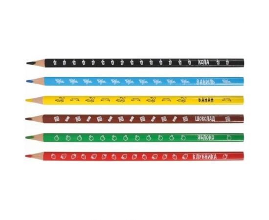 Набор цветных карандашей Каляка-Маляка 6 цветов трехгранные дерево ароматизированные КТКМ6А – изображение 2