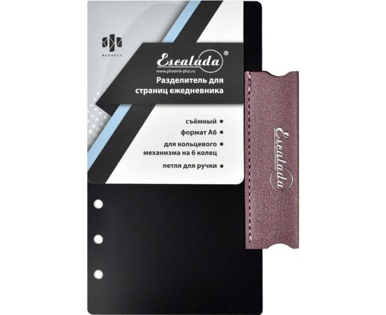 Сменный разделитель Феникс+ ЧЁРНЫЙ пластик, искусственная кожа краст, 95x170 мм, петля для ручки, бандероль + ПЭТ-пакет 50305 – изображение 2