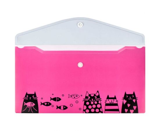 Папка для документов Феникс + КОТЫ С РЫБКАМИ полипропилен, 26x14 см, 1 отделение, кнопка, УФ-печать 59373 – изображение 2